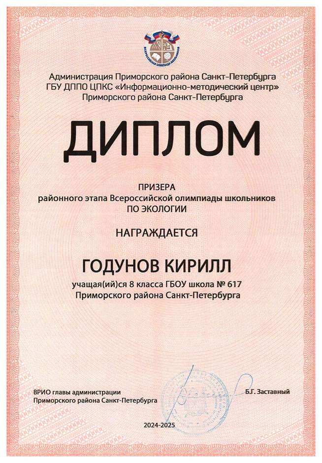 2024-2025 Годунов Кирилл 8л2 экология (Цымбал А.А.)